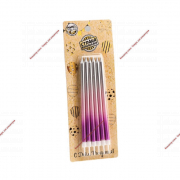 Свечи в торт "Ройс. Градиент", 6 шт, высокие, 14 см, фиолетовый, розовый, серебро - Кондитер плюс. Товары для кондитеров 