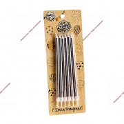 Свечи в торт "Ройс", 6 шт, высокие, 14 см, серебристый металлик - Кондитер плюс. Товары для кондитеров 