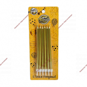 Свечи в торт "Ройс", 6 шт, высокие, 14 см, золотой металлик - Кондитер плюс. Товары для кондитеров 