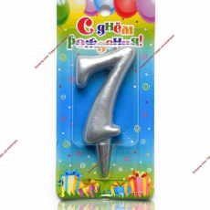 Свеча тортовая цифра 7 серебро 6см - Кондитер плюс. Товары для кондитеров 